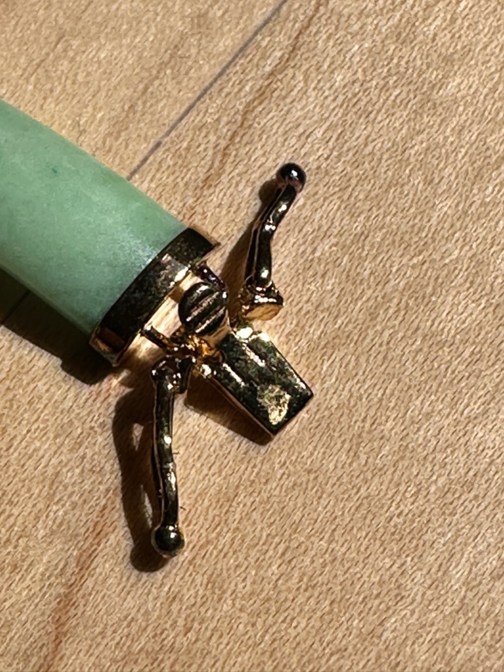 Jade & 10k gold plate link bracelet by Paj - Picture 4 of 5